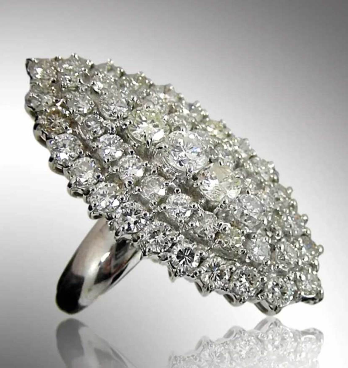 Diamond navette cut engagement ring