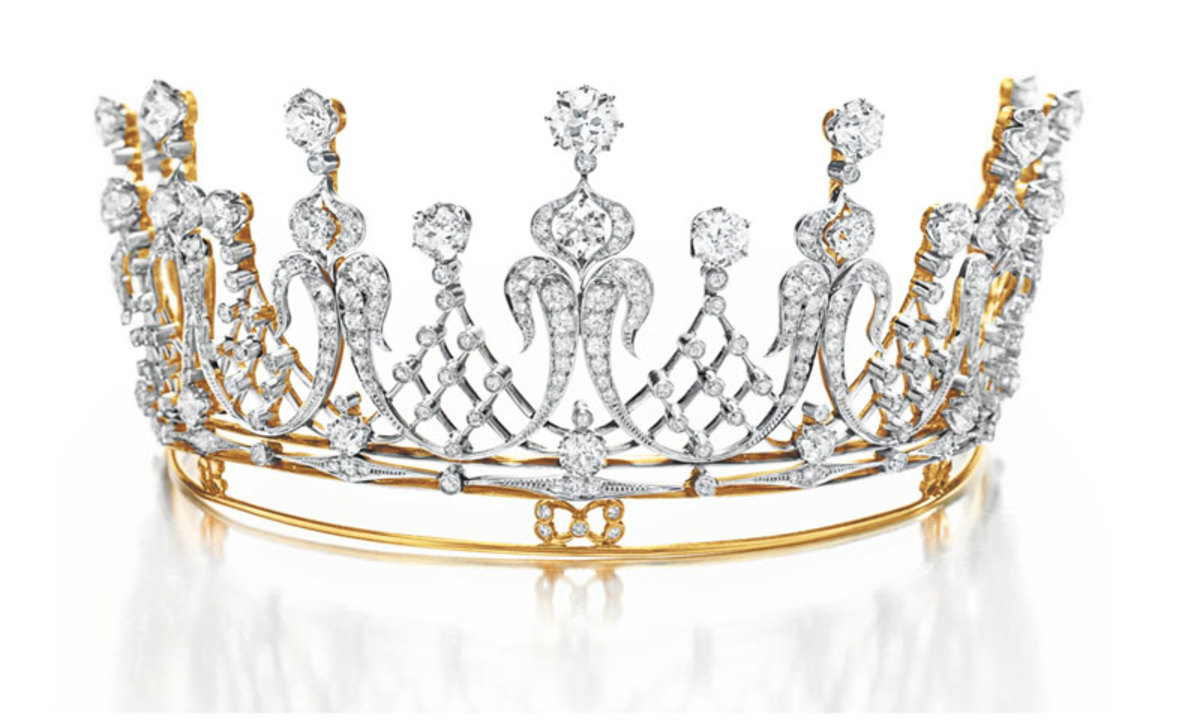 The circa 1880 antique diamond tiara gifted by Mike Todd, which sold for $4.2 million.