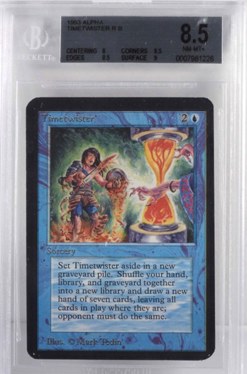 Magic: The Gathering Alpha Timetwister trading card, graded BGS 8.5 NM-MT+, a serious investment for any collector’s MTG portfolio; estimate: $10,000-$15,000.