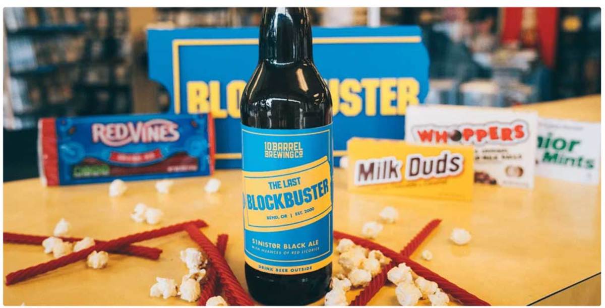 We'll drink to that! A fitting salute to the last Blockbuster .