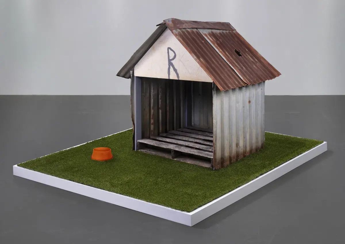 The doghouse of Roky the German shepherd that was struck by the meteorite and sold for $44,100.