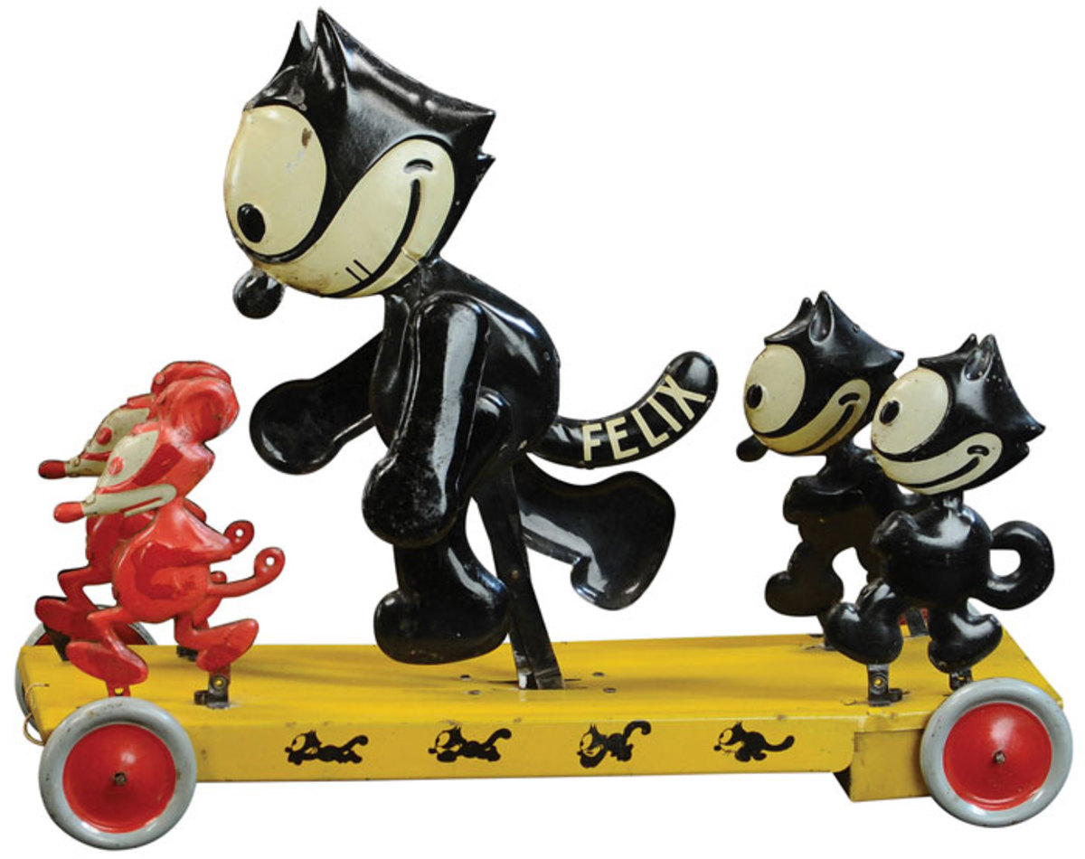 Chein Felix Frolic toy, one of only a handful known to exist, 13" l; estimate: $12,000-$18,000.