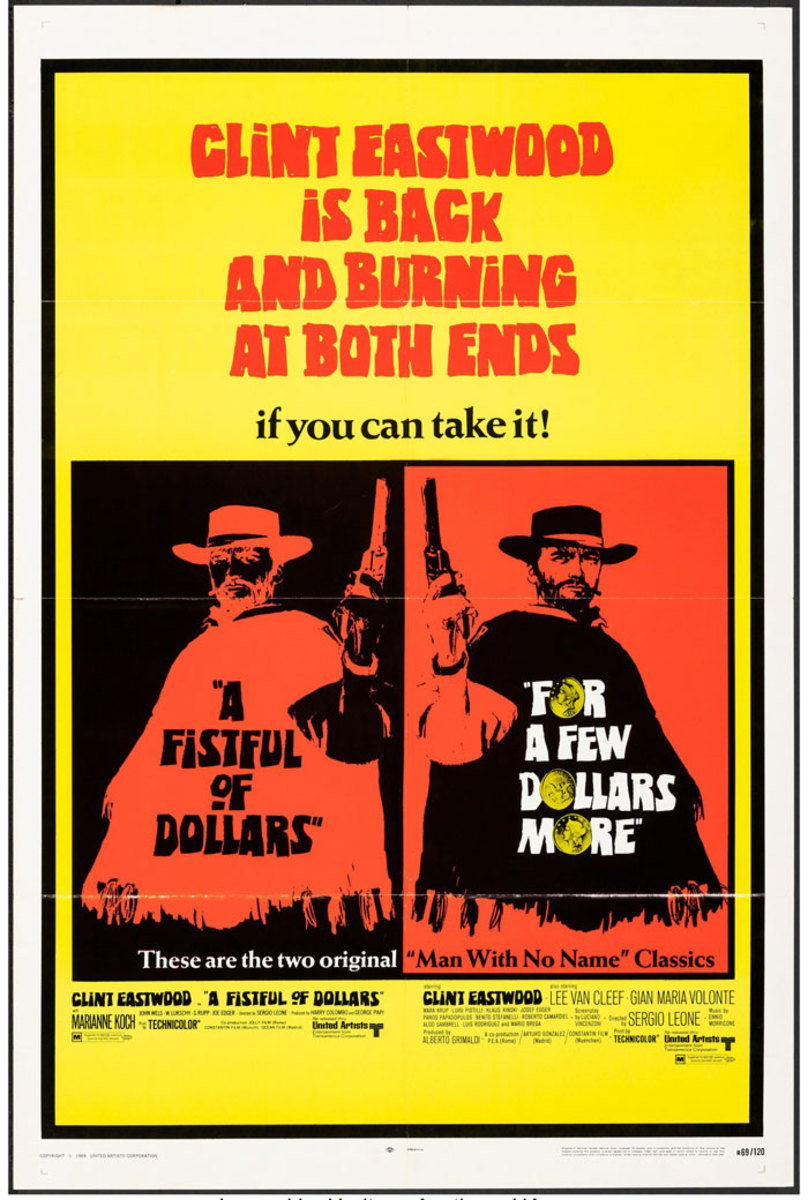 Ephemera is the sixth-top trend with ages 40 to 60, including Clint Eastwood movie posters, like this one for A Fistful of Dollars/For a Few Dollars More (United Artists, R-1969). Folded, Very Fine-, one sheet (27" x 41"); $252.