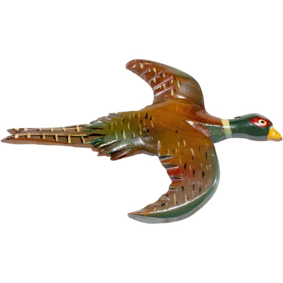 Painted wooden pheasant brooch, 1940s.