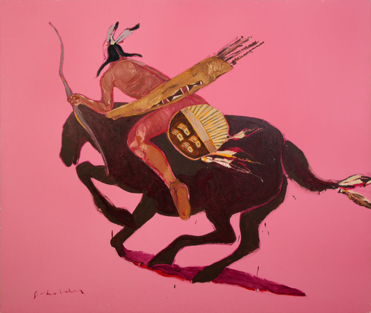 "Hollywood Indian and Horse #2" by Fritz Scholder, 1973, set a new auction record after selling for $500,000.