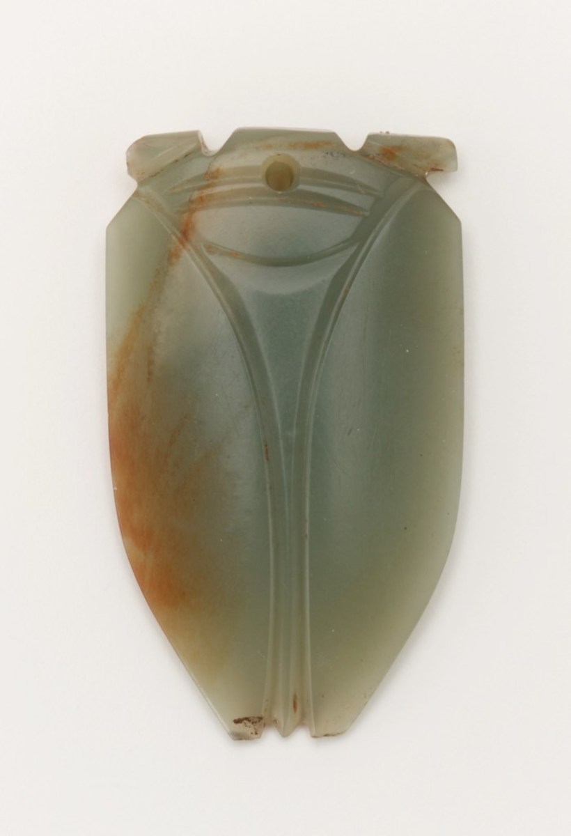 Tongue amulet in the form of a cicada (hanchan); China, Han dynasty, 1st century BCE–1st century CE; jade (nephrite); Gift of Arthur M. Sackler.