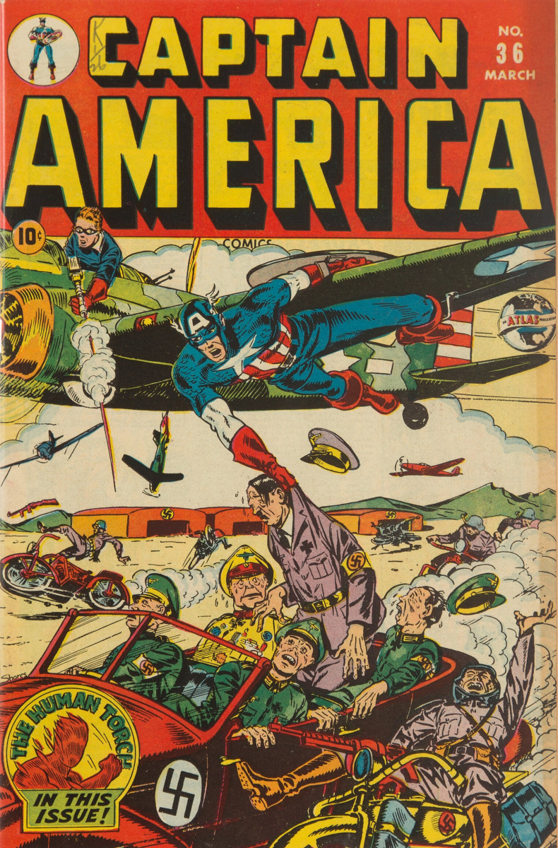 Captain America Comics No. 36 from 1944, featuring Cap yanking Hitler out of his convertible on the cover, sold for $204,000.