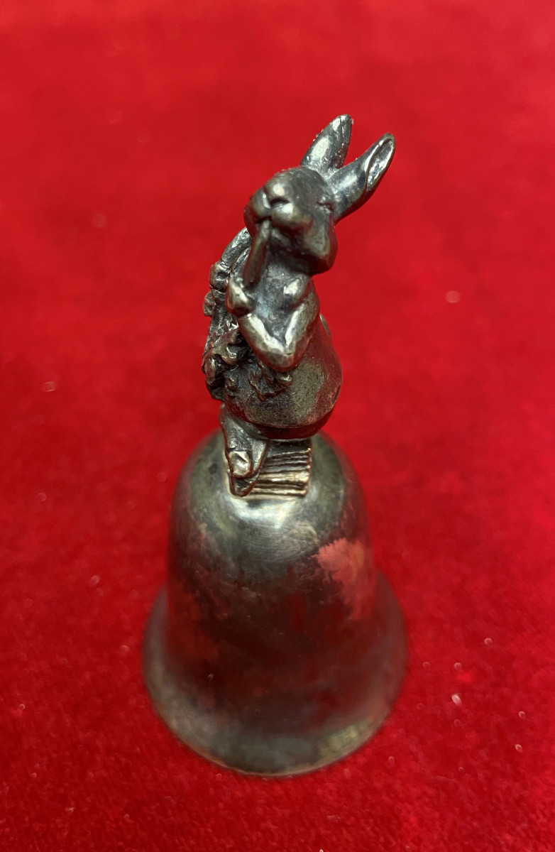Peter Rabbit silver-plated bell, New England Collectors Society, a division of Reed & Barton Silversmiths, undated (circa 1960-1980).