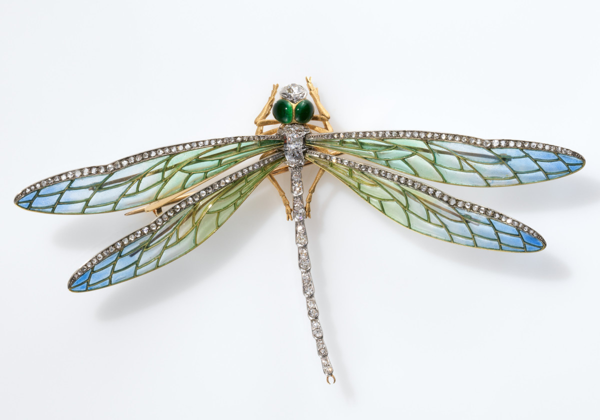 Art Nouveau Style Cloisonne Dragonfly Brooch