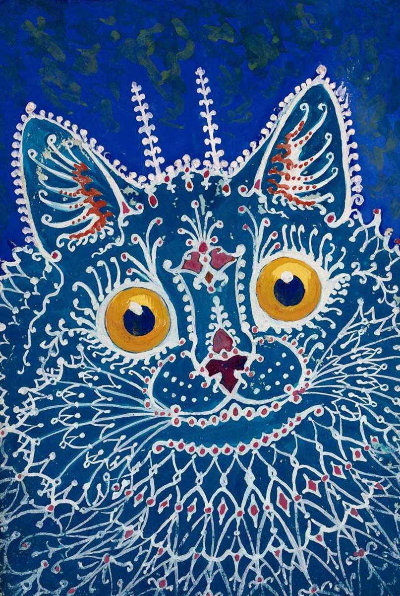 A cat in “gothic” style by Louis Wain, 1925.
