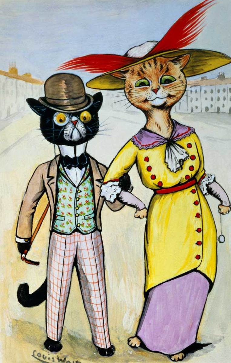 The Modern ‘Arry and ‘Arriet Gouache by Louis Wain.