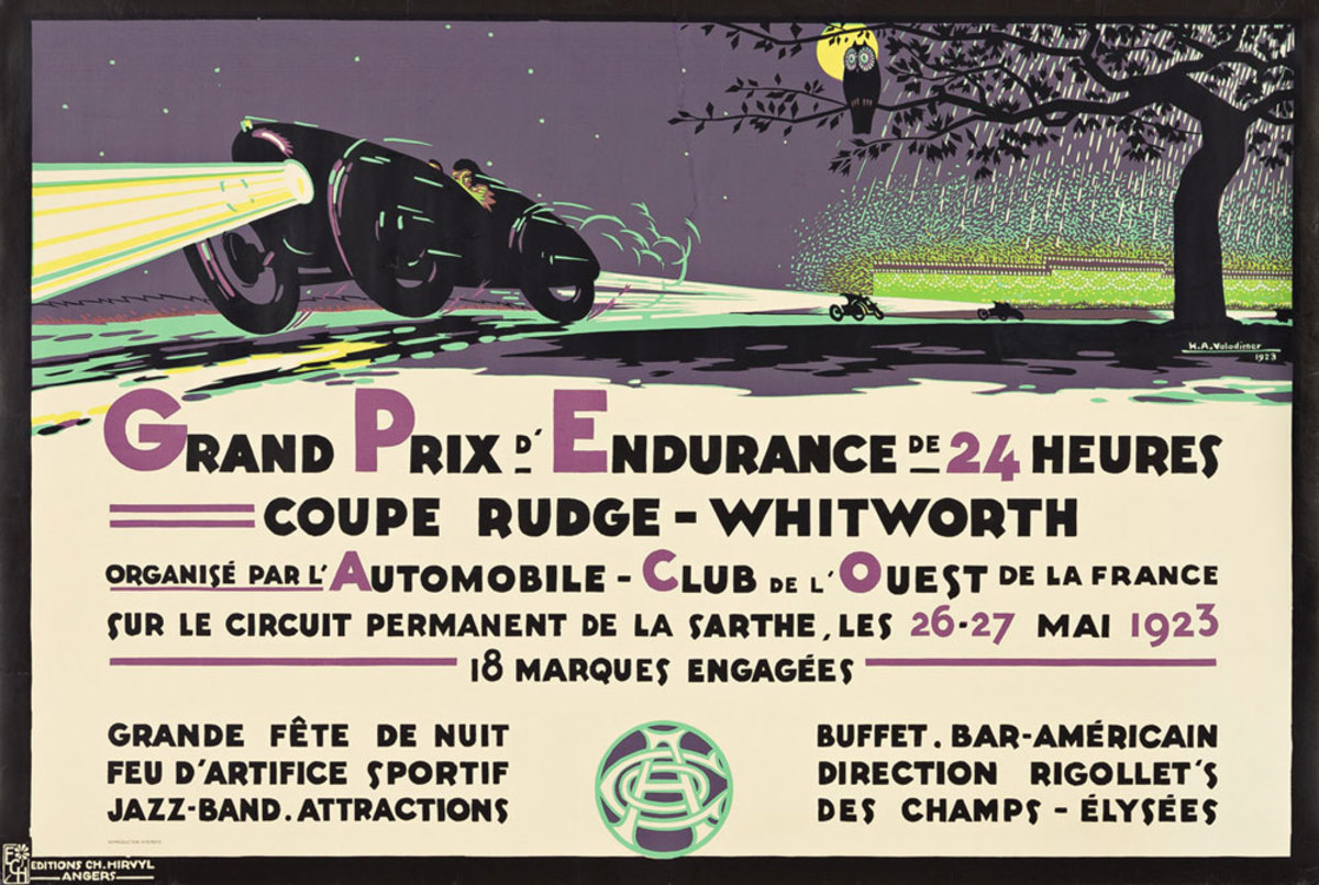 H.A. Volodimer, "Grand Prix D’Endurance De 24 Heures / Coupe Rudge – Whitworth," 1923. Estimate: $10,000-$15,000.